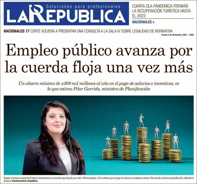 Portada de La República (Costa Rica)