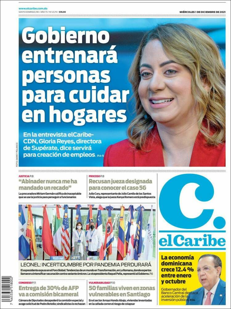 Portada de El Caribe (R. Dominicana)