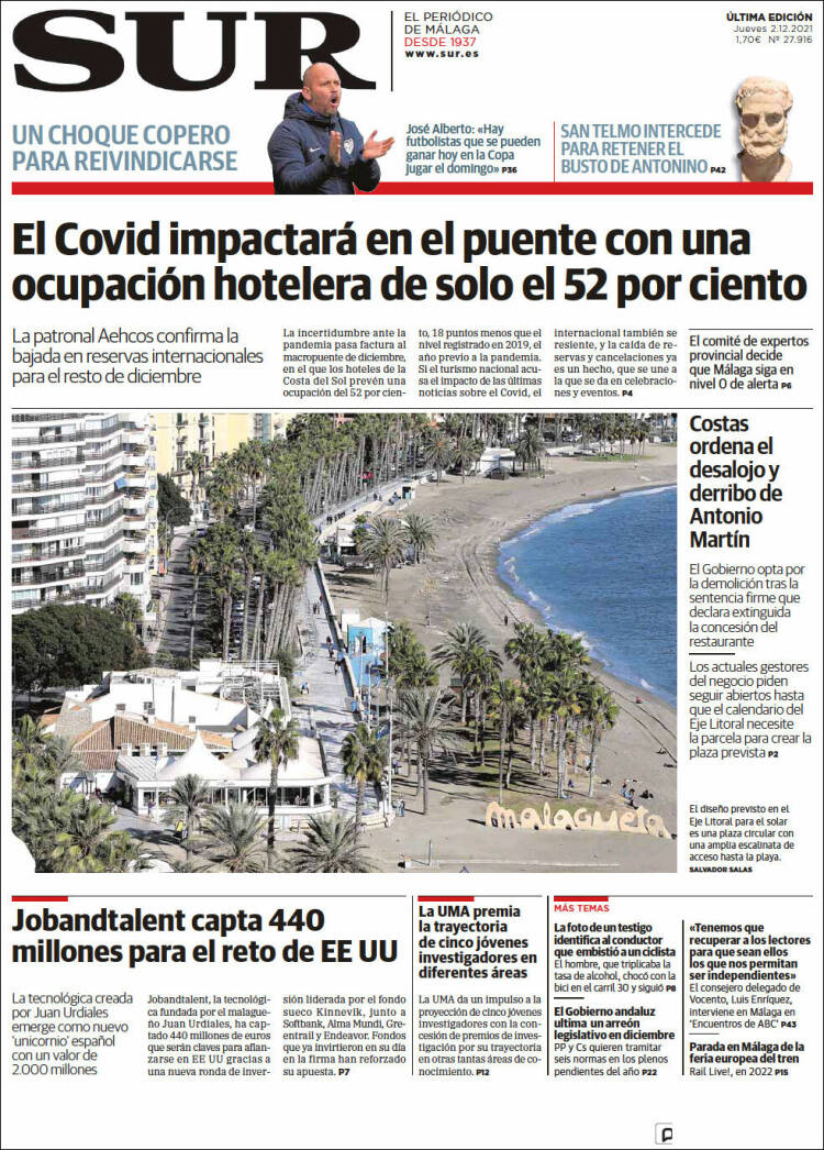 Portada de Diario el Sur (España)