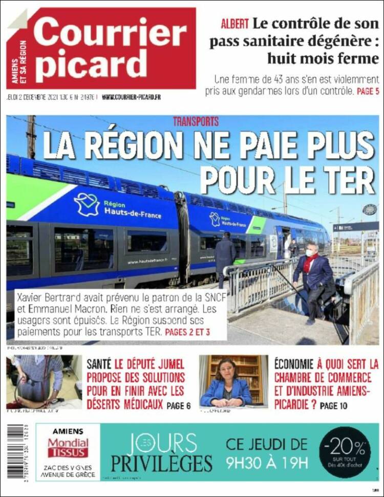 Portada de Courrier Picard (Francia)