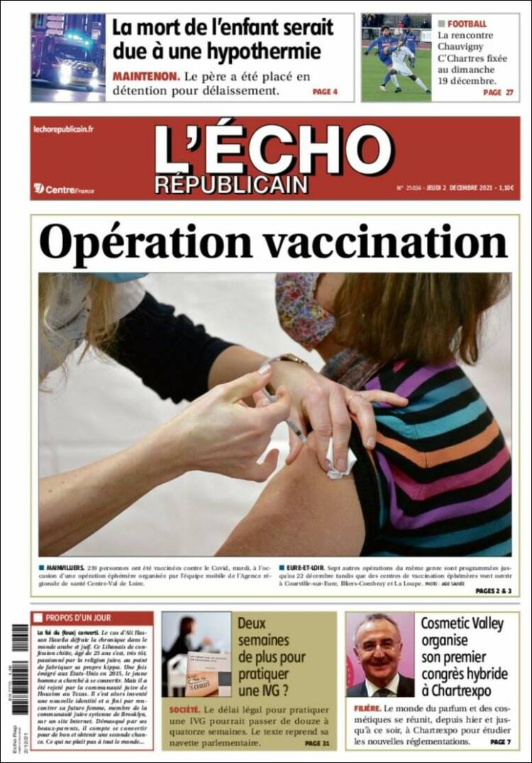 Portada de L'Echo Républicain (France)