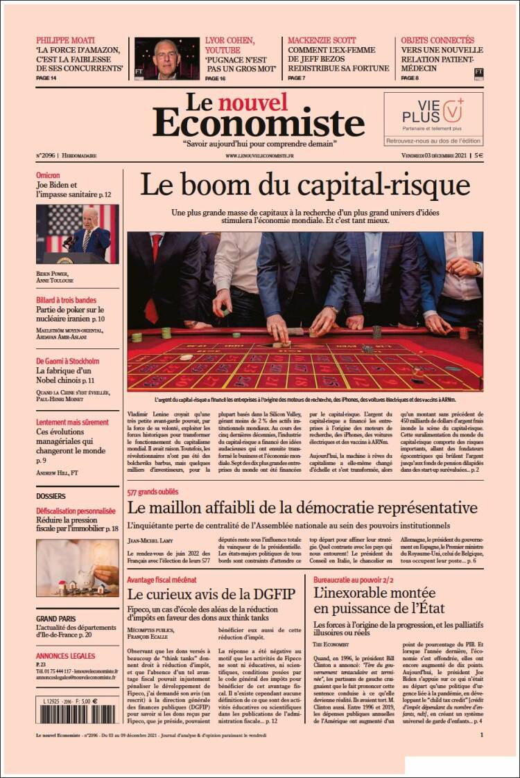 Portada de Le nouvel Economiste (Francia)