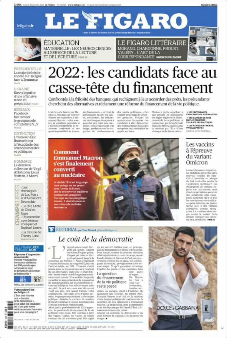 Portada de Le Figaro (Francia)