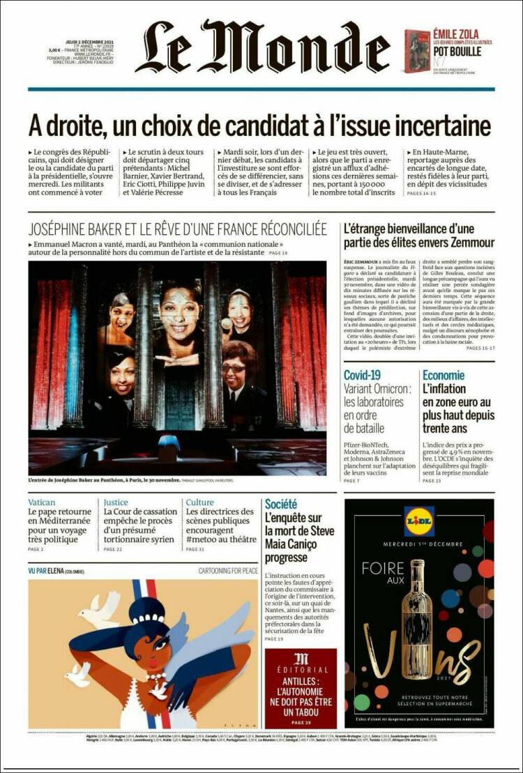 Portada de Le Monde (France)