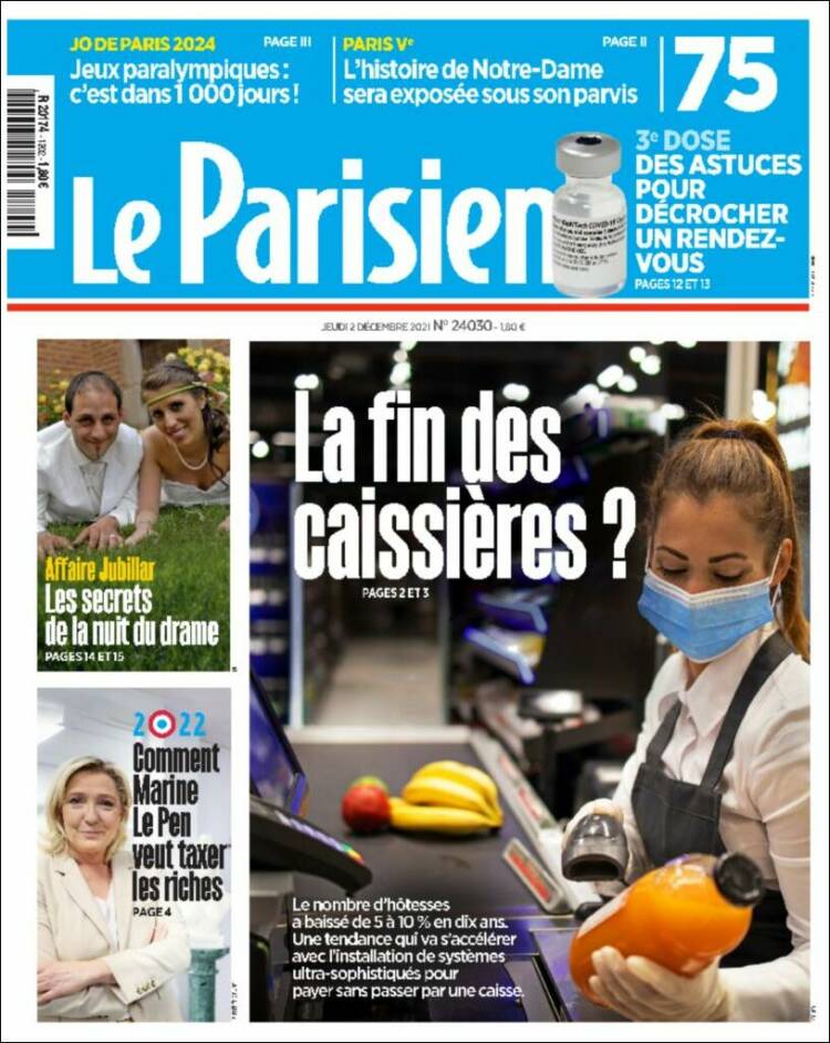 Portada de Le Parisien (Francia)