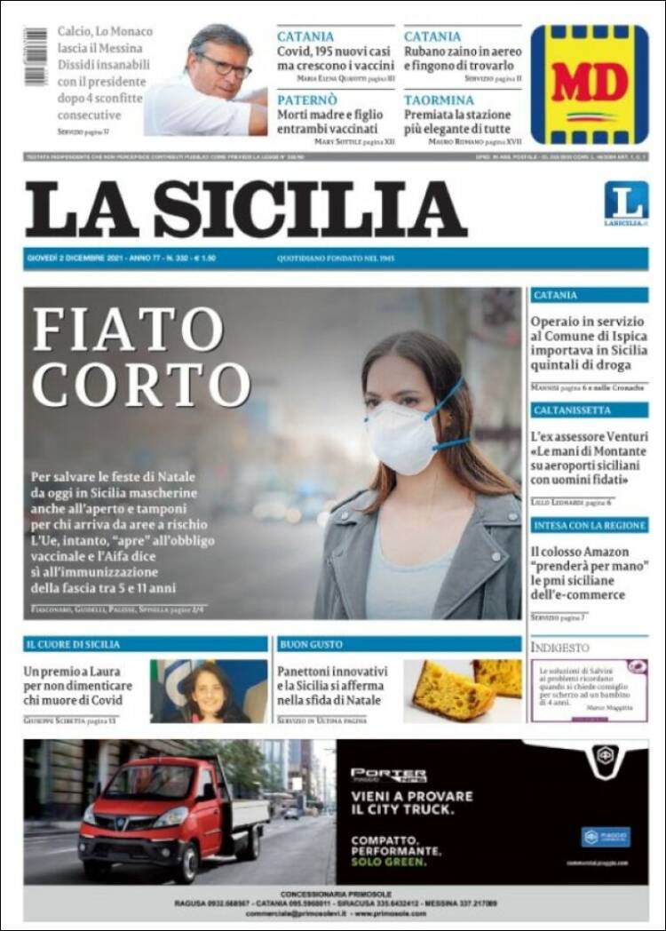 Portada de La Sicilia (Italia)