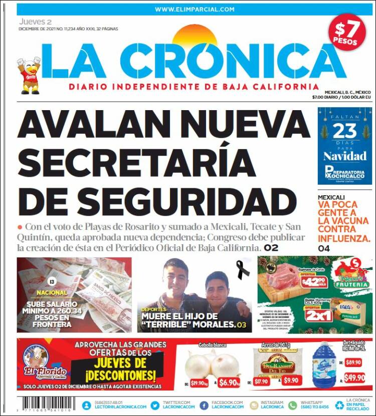 Portada de La Crónica de Baja California (M&eacute;xico)