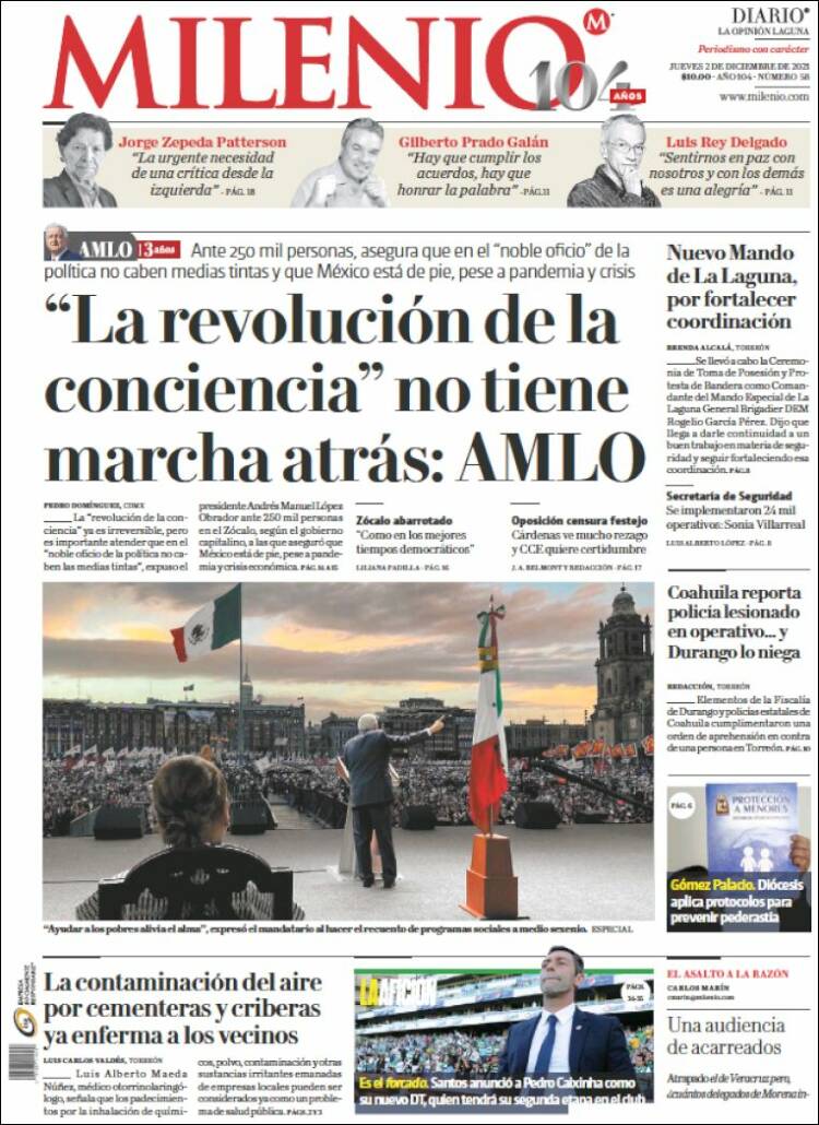 Portada de Milenio - Laguna (M&eacute;xico)