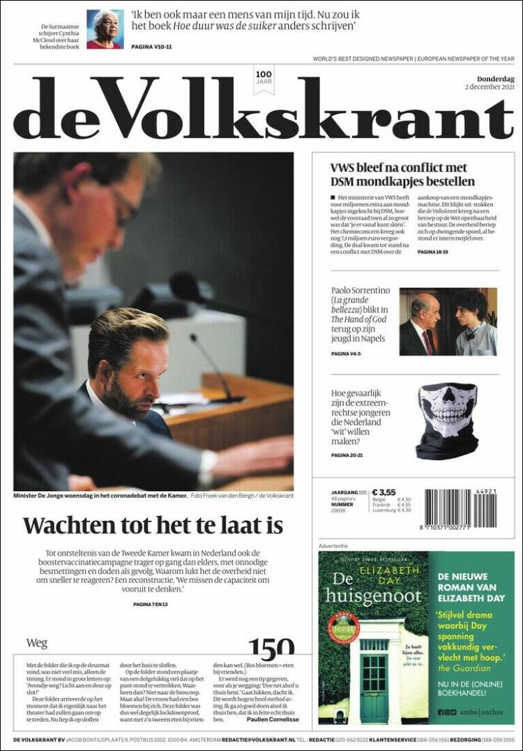 Portada de De Volkskrant (Pa&iacute;ses Bajos)