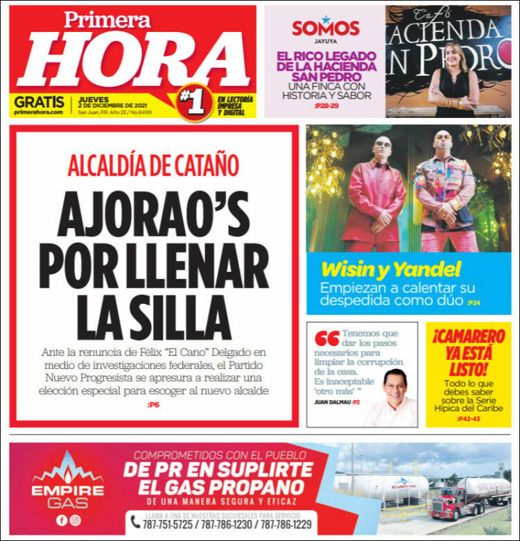 Portada de Primera Hora (Puerto Rico)