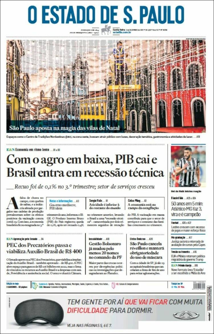 Portada de O Estado de São Paulo (Brasil)