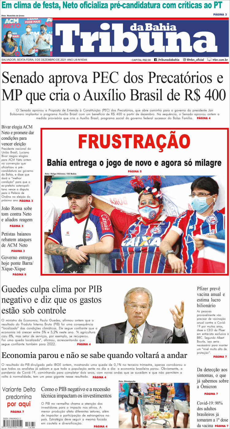 Portada de Tribuna da Bahia (Brasil)