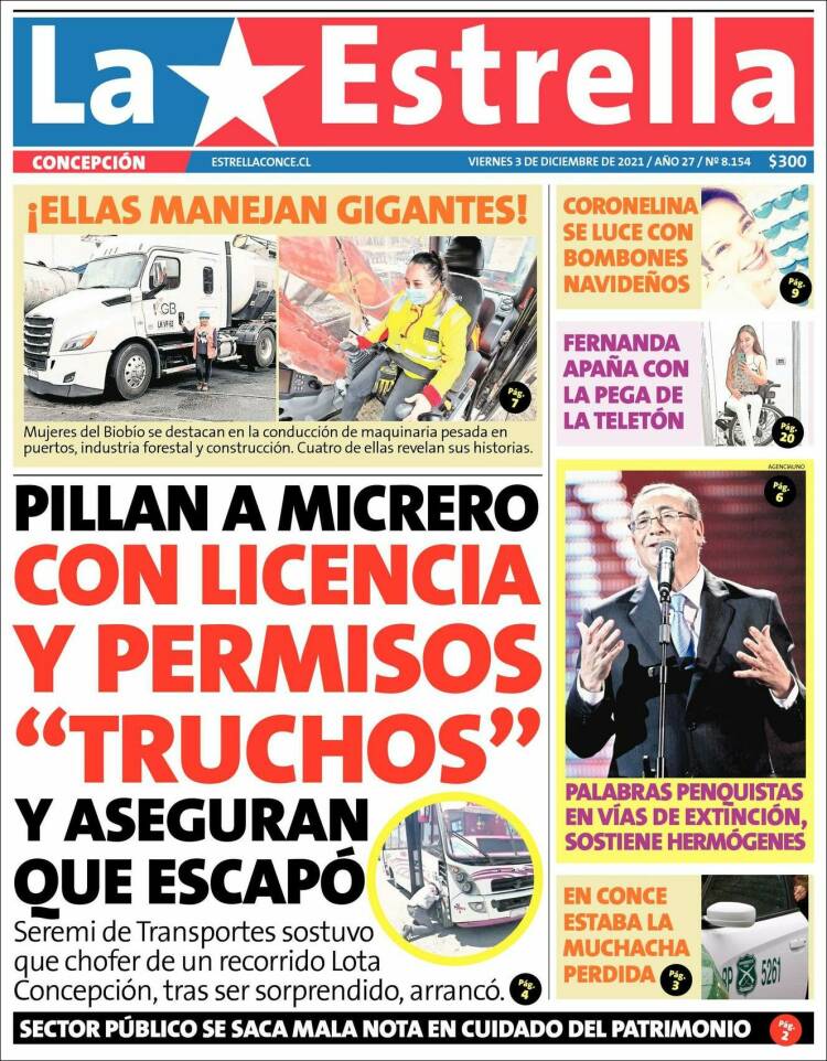 Portada de La Estrella de Concepción (Chile)