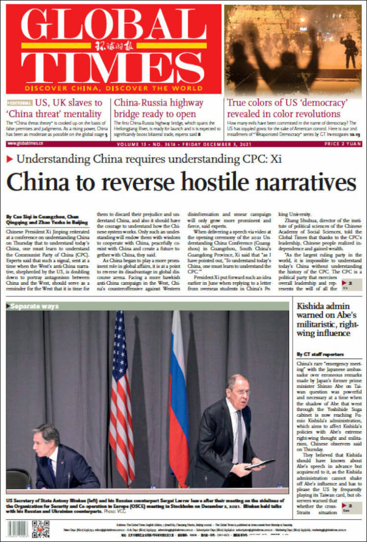 Portada de The Global Times (China)