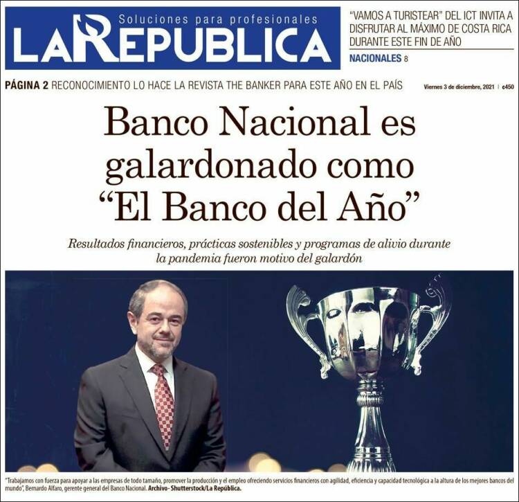 Portada de La República (Costa Rica)