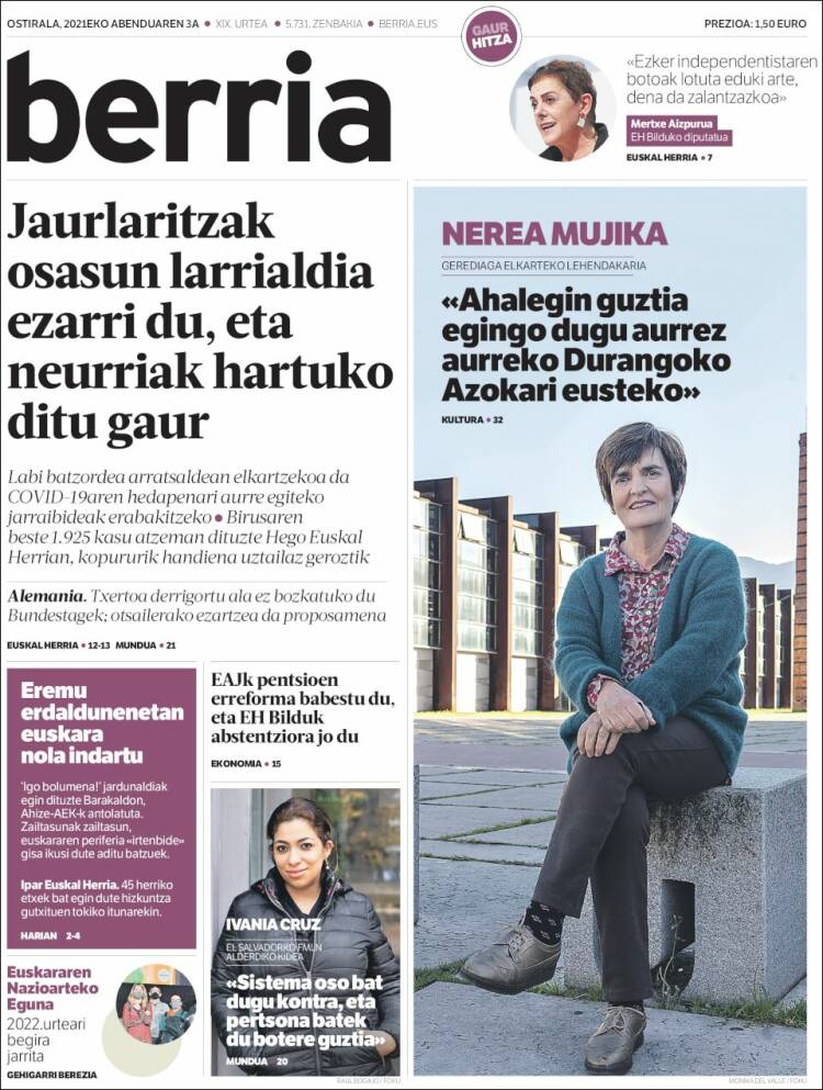 Portada de Berria (Espa&ntilde;a)