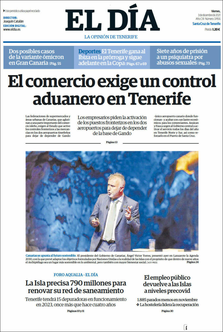 Portada de El Día (Espa&ntilde;a)