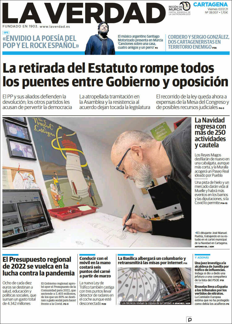 Portada de La Verdad de Cartagena (Espa&ntilde;a)