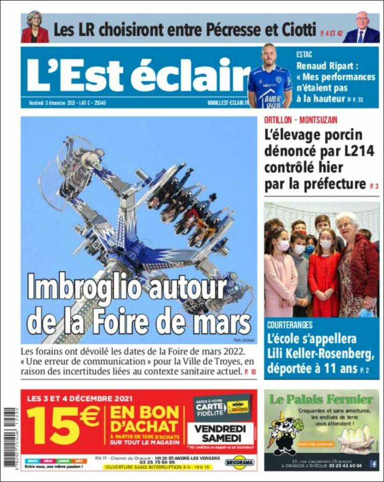 Portada de L'Est Eclair (Francia)
