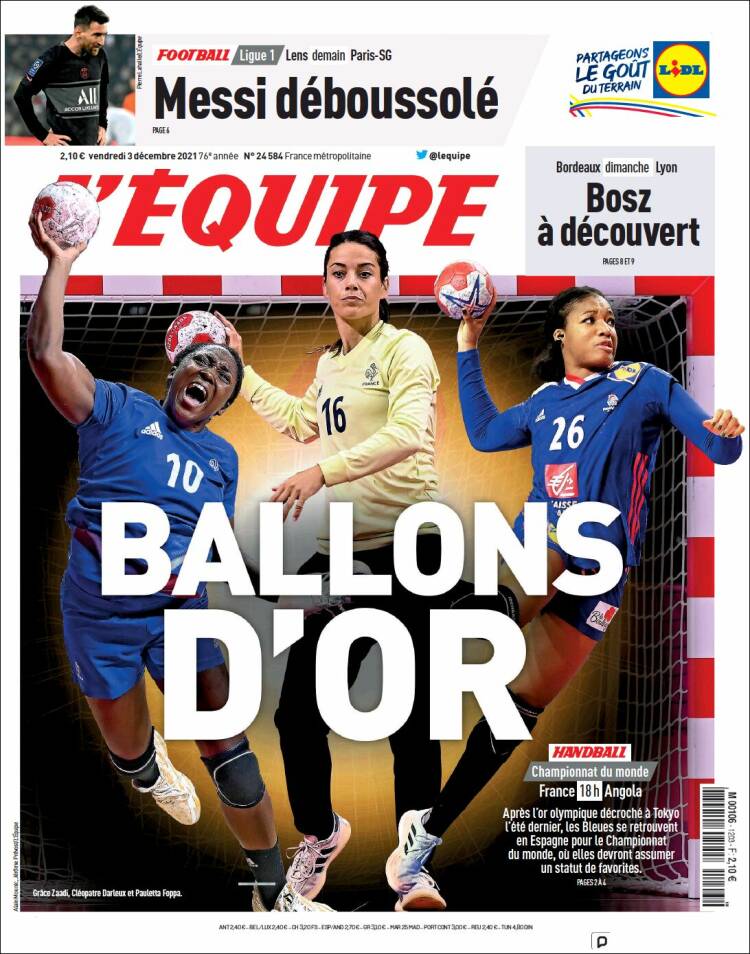 Portada de L'Equipe (Francia)