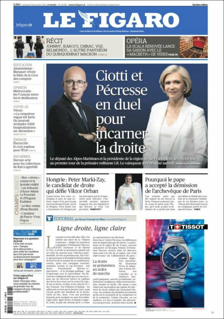 Portada de Le Figaro (Francia)