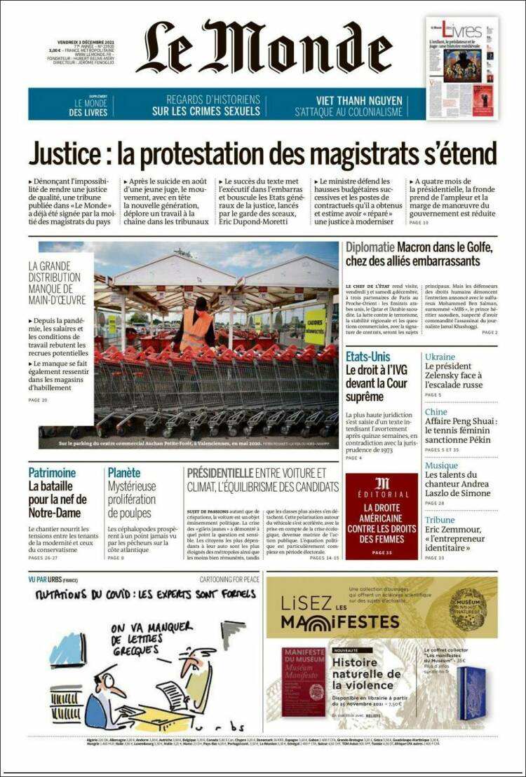 Portada de Le Monde (Francia)