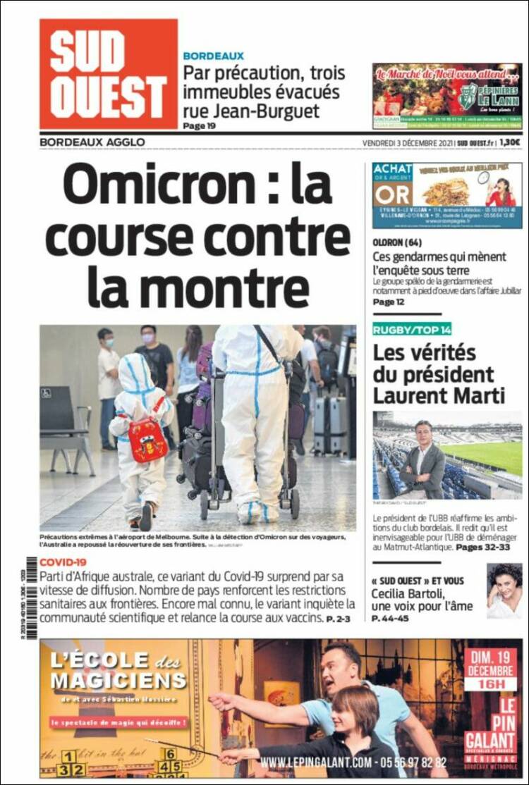 Portada de Sud Ouest (Francia)