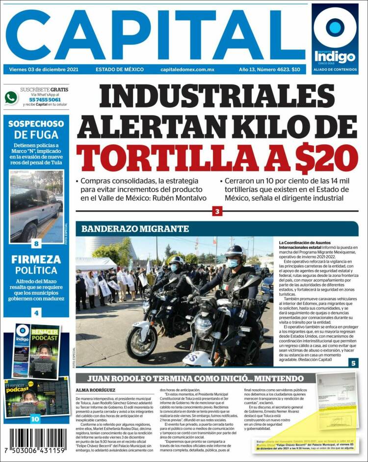 Portada de Capital México (Mexico)