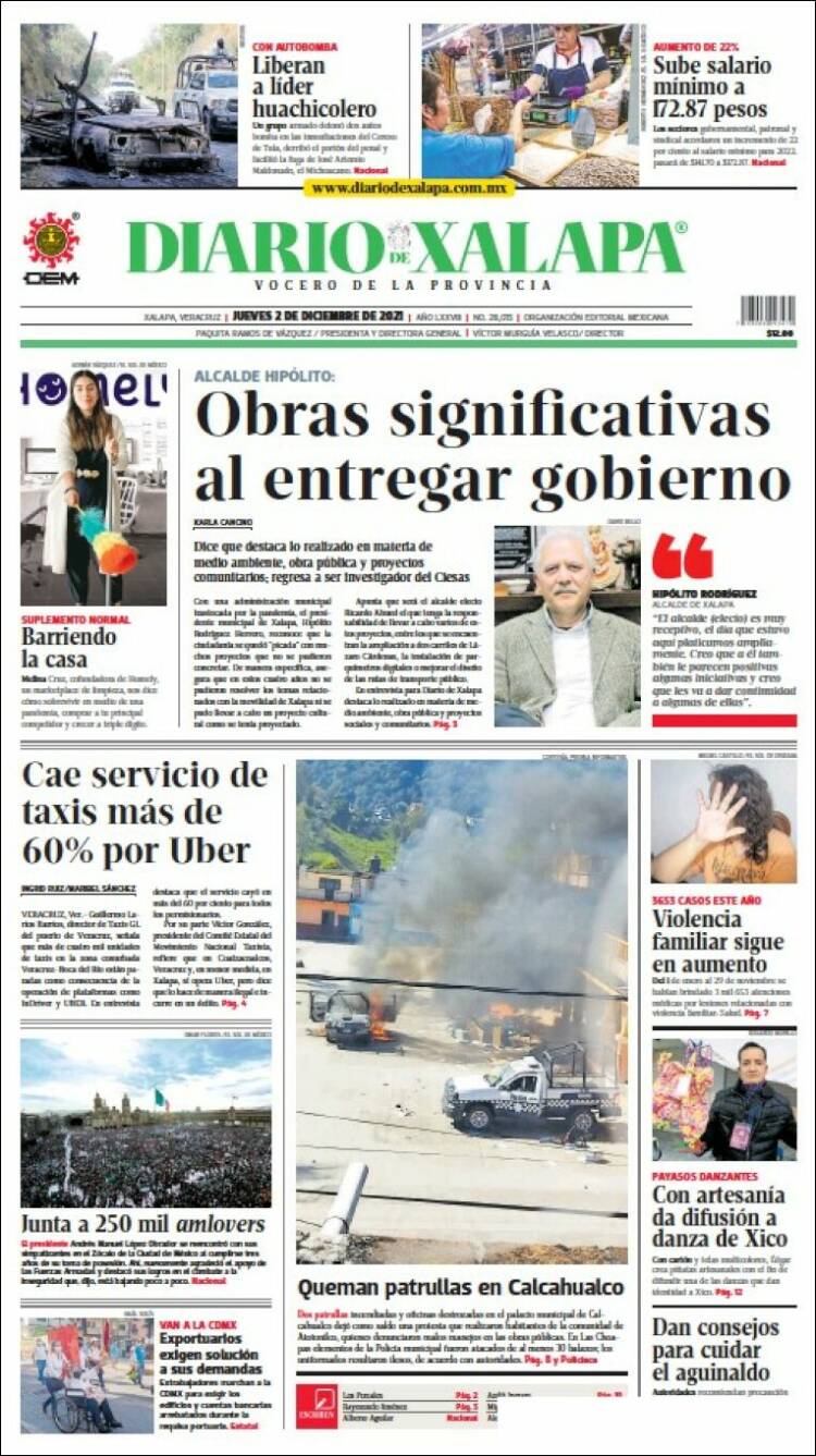 Portada de Diario de Xalapa (Mexico)