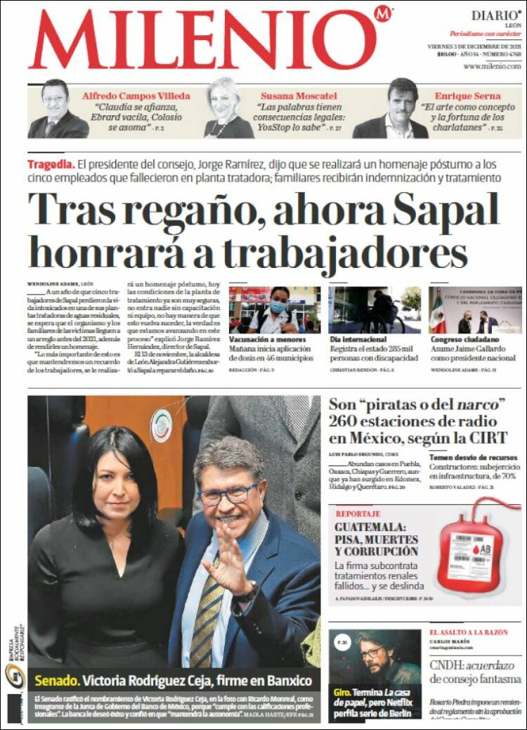 Portada de Milenio de León (México)