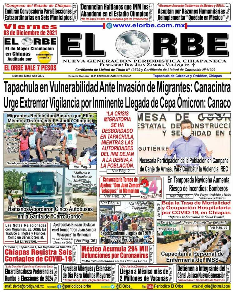 Portada de El Orbe (Mexico)