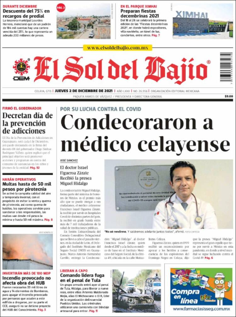 Portada de El Sol del Bajio (México)