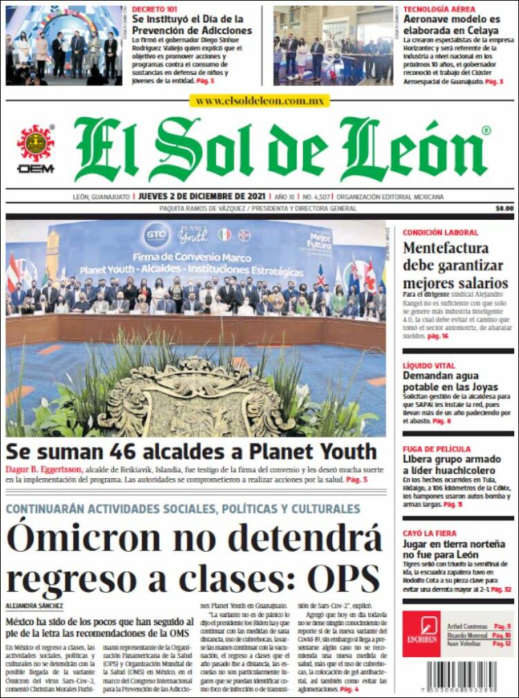 Portada de El Sol de León (Mexico)