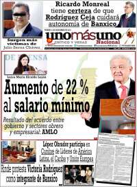 Portada de unomásuno (México)