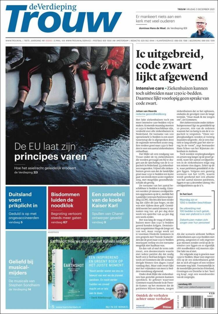 Portada de Trouw (Pa&iacute;ses Bajos)