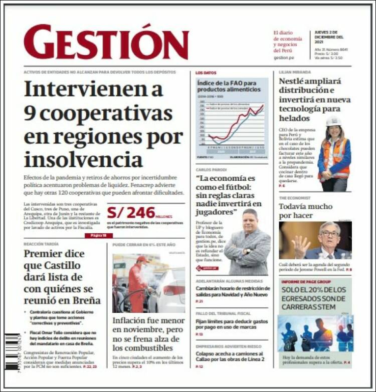 Portada de Diario Gestión (Per&uacute;)