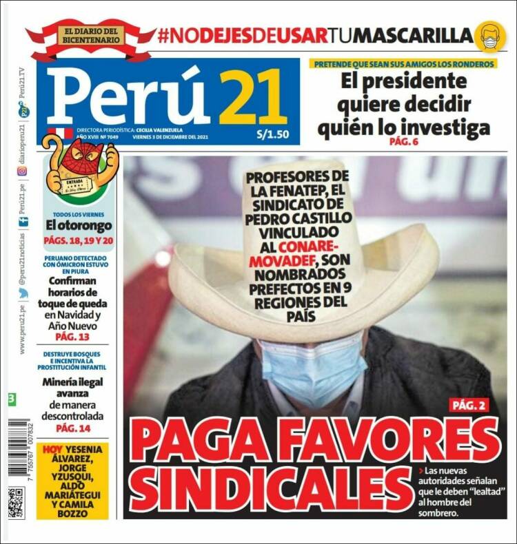 Portada de Perú 21 (Per&uacute;)