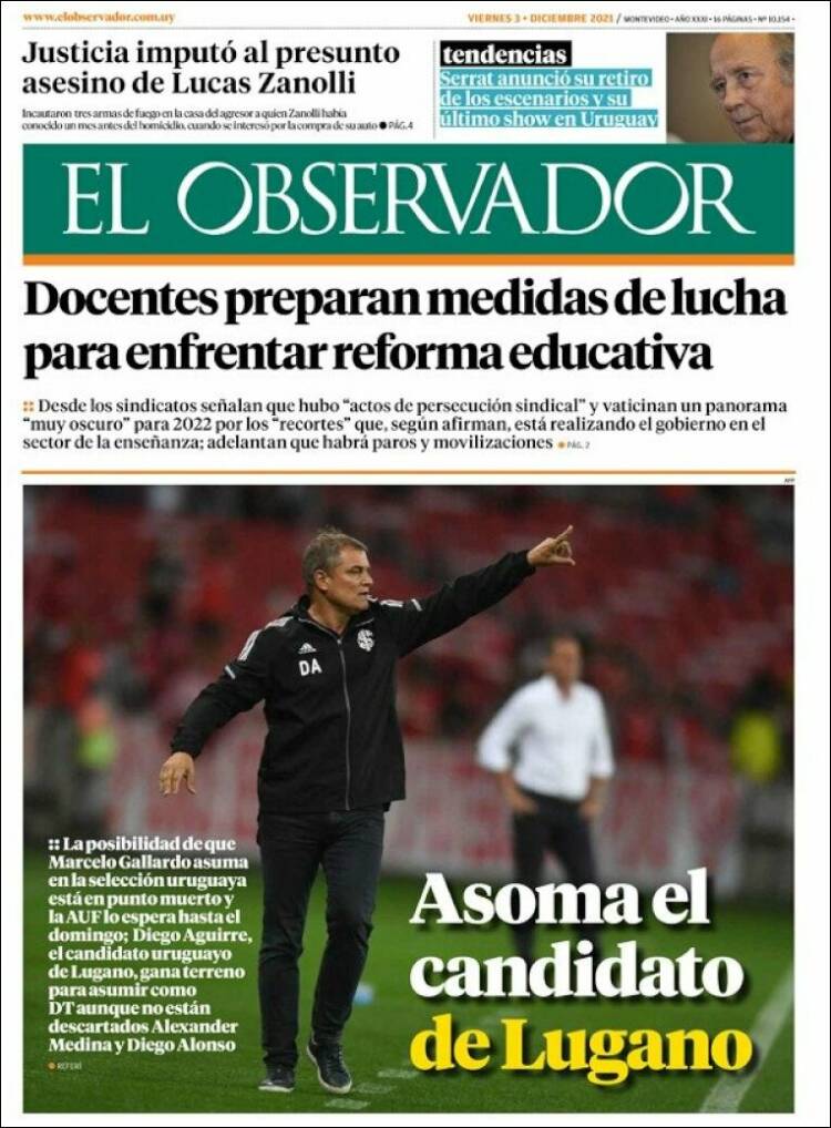 Portada de El Observador (Uruguay)