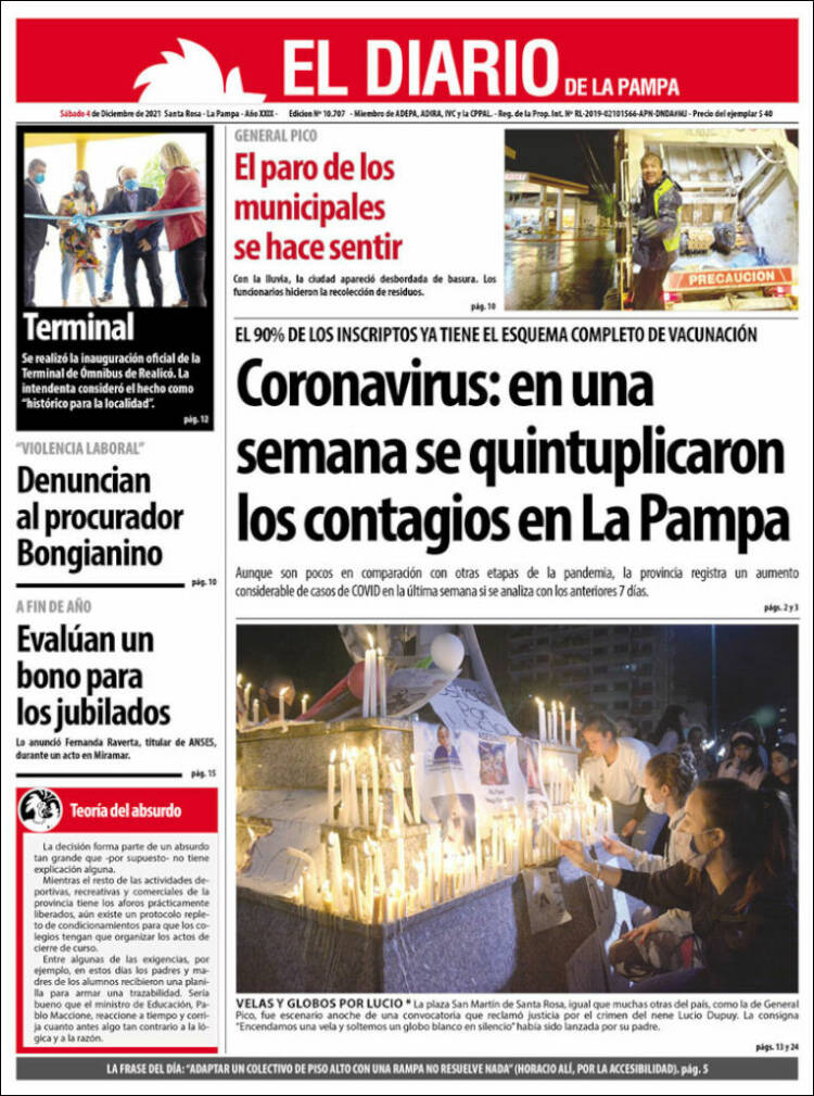 Portada de Diario de La Pampa (Argentina)