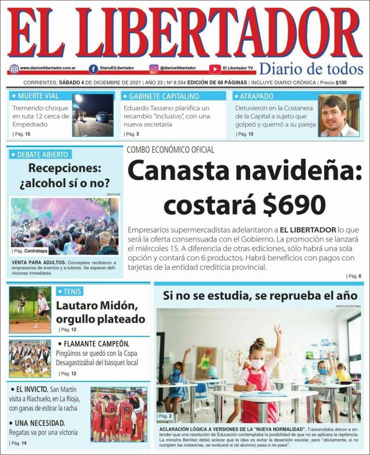 Portada de Diario El Libertador (Argentina)