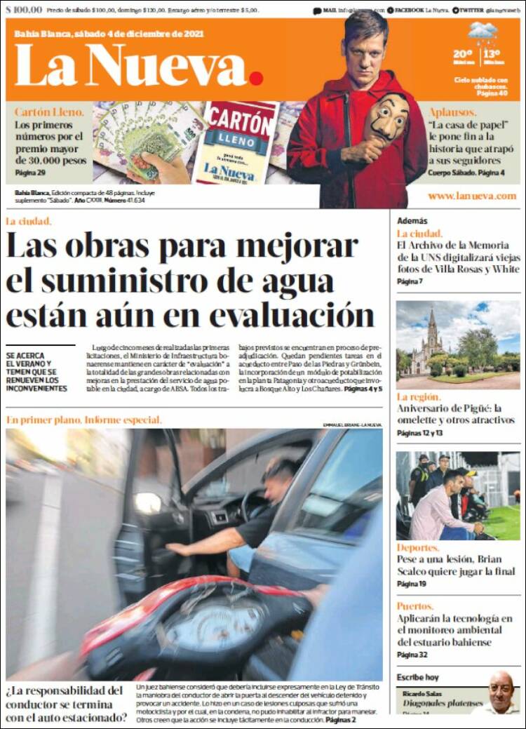 Portada de La Nueva Provincia (Argentine)