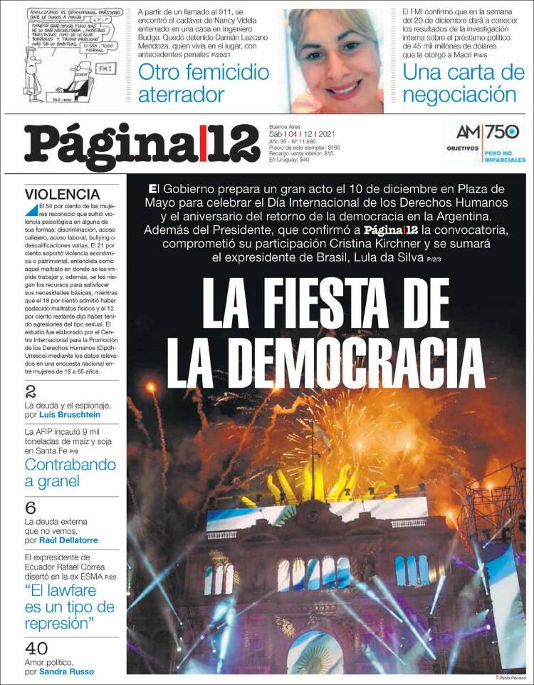 Portada de Página/12 (Argentina)