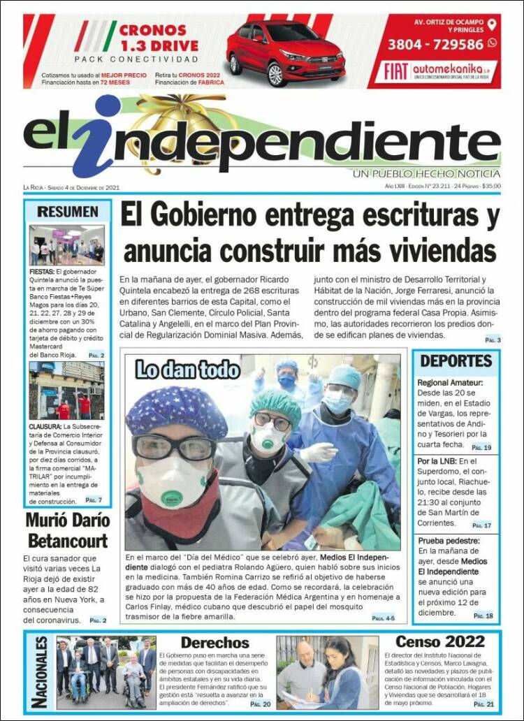 Portada de El Independiente (Argentina)