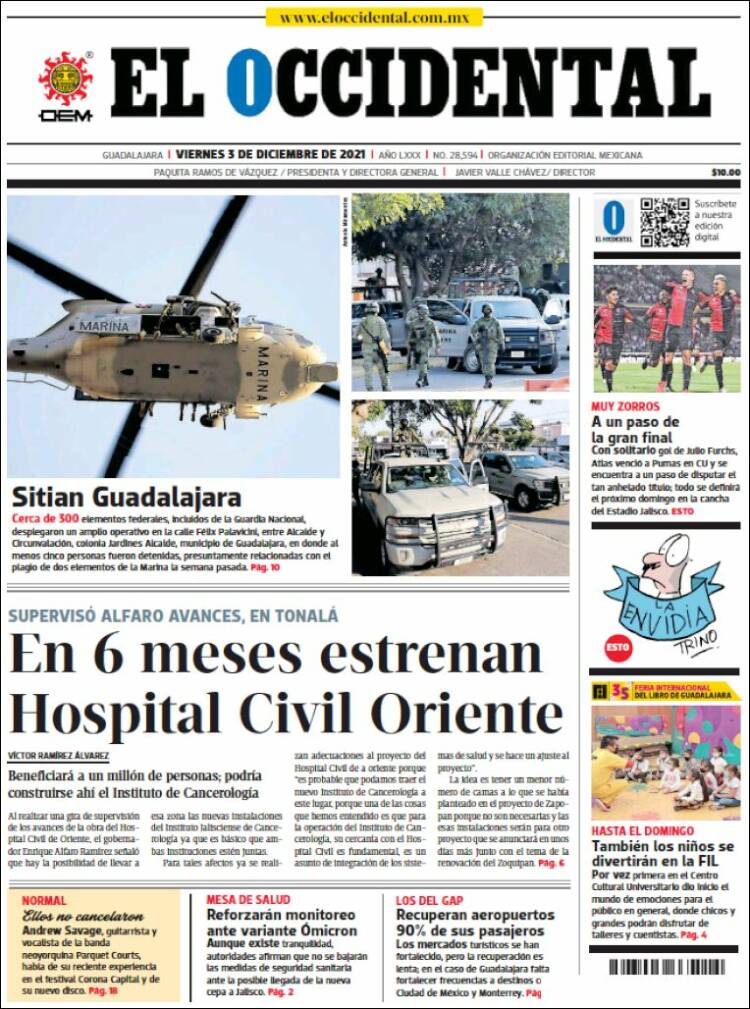 Portada de El Occidental (Mexique)