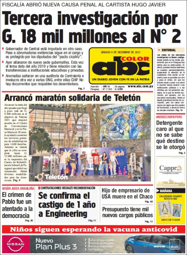 Portada de ABC Color (Paraguay)