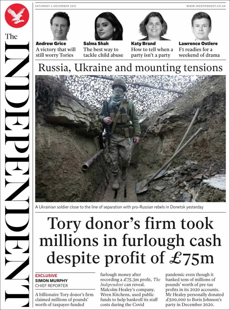 Portada de The Independent (Royaume-Uni)