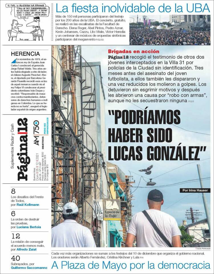 Portada de Página/12 (Argentina)