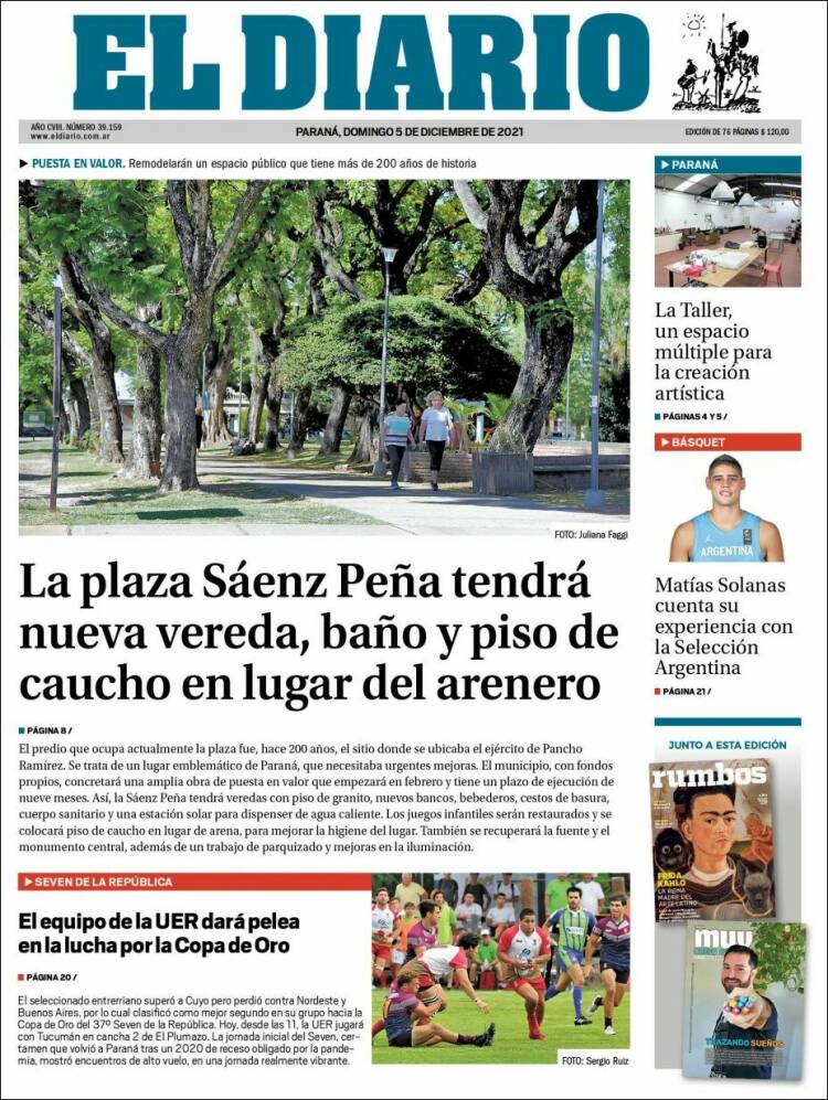 Portada de El Diario de Paraná (Argentina)