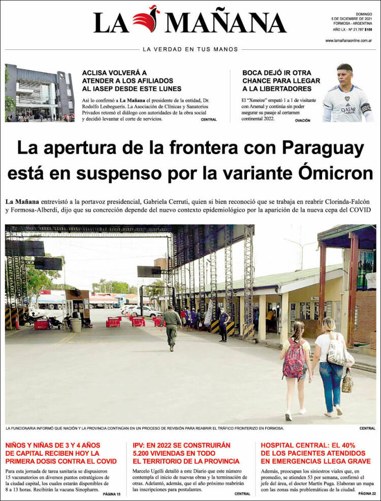 Portada de Diario La Mañana (Argentina)