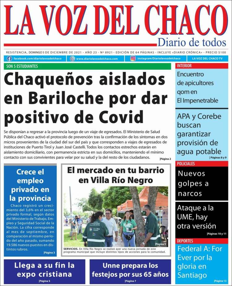 Portada de La Voz del Chaco (Argentina)